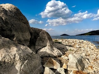 rocks around the lake