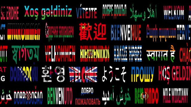 Saludo de bienvenidos en diferentes idiomas del mundo.