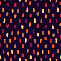 Grunge style seamless pattern. Repeated dash line motif. Modern minimal geometric surface print. Freehand brush texture