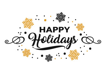 Happy holidays calligraphy lettering winter design.