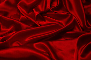 Obraz premium Rich and luxury red silk fabric texture background.