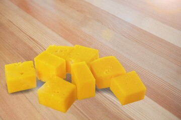 Fresh tasty healthy cheese cubes set