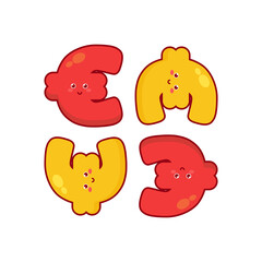 Set of cute euro character collection with various fun poses using white background