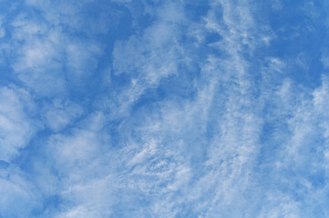 Blue sky background with white clouds on a sunny day