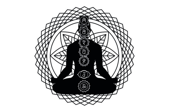 The location of the chakras on the human body, vector image