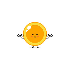 Cute funny coin expression character. Vector hand drawn cartoon mascot character illustration icon. Isolated on white background. business character concept
