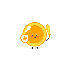 Cute funny coin expression character. Vector hand drawn cartoon mascot character illustration icon. Isolated on white background. business character concept