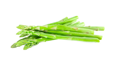 Bunch of fresh asparagus isolated on white background.