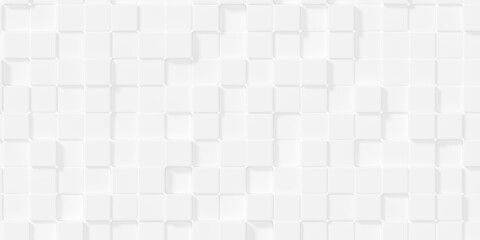 Random moved beveled white cube boxes block background wallpaper banner