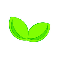 Green leaf icon on transparent background
