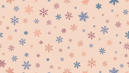 Snowflakes seamless background. Vector pattern with small colorful snowflakes. Winter holidays theme, Christmas and New Year texture. Stylish repeat design for decor, print, wrapping, textile, web