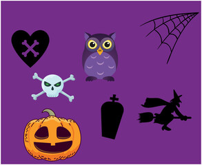 Objects Abstract Halloween Day 31 October Spider Tomb Event Dark illustration Pumpkin Vector