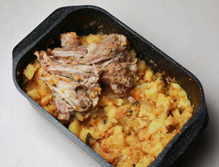 potatoes with meat baked in the oven