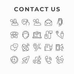 Contact us icon design.  Hotline customer service vector icon set. Call center and e-mail marketing