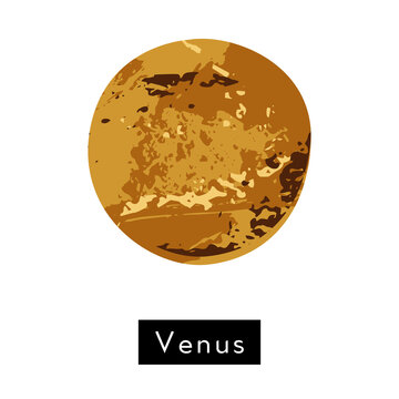 Venus. Planet, solar system. Celestial body, cosmic object. Astronomy, astrophysics. Vector flat cartoon illustration