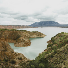 Landscape with mountain and water