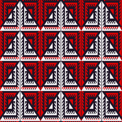 Red tribal triangle seamless pattern.