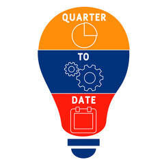 QTD - Quarter To Date acronym. business concept background.  vector illustration concept with keywords and icons. lettering illustration with icons for web banner, flyer, landing 