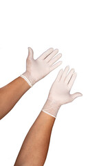 Hand with Nitrile glove , healthy concept to prevent virus and bacteria