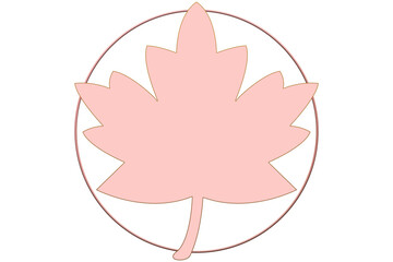 illustration of Abstract logo background illustration of pastel pink color in the shape of a leaf with a circle in copper