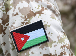 Jordanian Armed Forces (JAF). Flag of Jordan on military uniform.