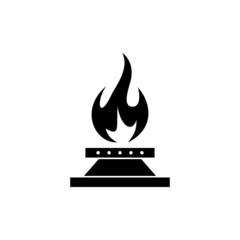 Kitchen gas stove flat icon isolated on white background