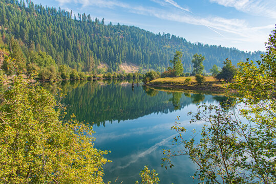 Travel on the Saint Joe River Scenic Byway in Idaho &ndash; Landscape of the Saint Joe River Near Saint Maries Idaho-1