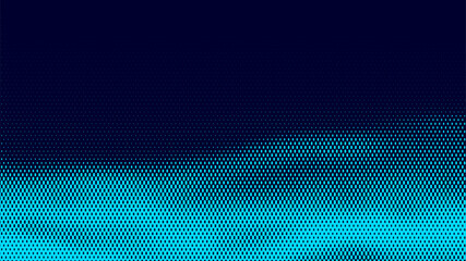 Abstract vector halftone background. Dynamic wave of particles. Pattern design elements with blue gradient.