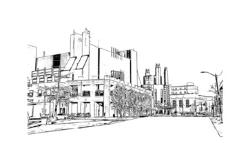 Building view with landmark of Kingstown is the capital of Saint Vincent and the Grenadines.. Hand drawn sketch illustration in vector.