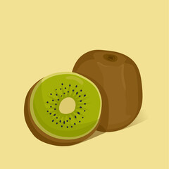 Colorful kiwi. Sketches with cut kiwi. Vector illustration isolated.