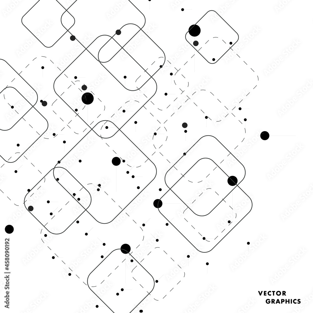 Aufkleber Vector square connected with dots. Web style presentation background