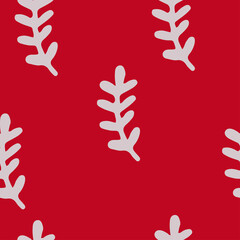 Fototapeta premium grey and red fall leaves seamless pattern