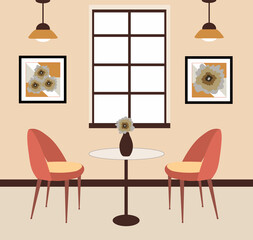 vector image of a living room with chairs and a table