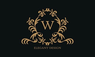 Design of an elegant company sign, monogram template with the letter W. Logo for cafe, bar, restaurant, invitation, wedding.