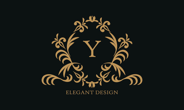 Design of an elegant company sign, monogram template with the letter Y. Logo for cafe, bar, restaurant, invitation, wedding.