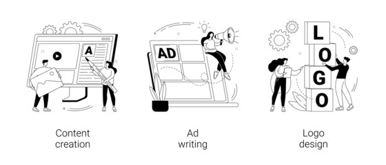 Digital marketing copywriting abstract concept vector illustrations. - obrazy, fototapety, plakaty