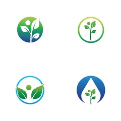Logos of green Tree leaf ecology
