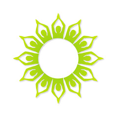 Yoga and sun salutation banner silhouette in green 