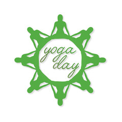 Yoga and meditation banner with woman silhouette in green 