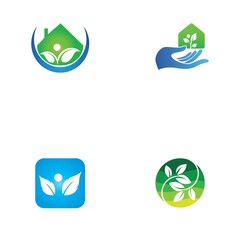 Logos of green Tree leaf ecology
