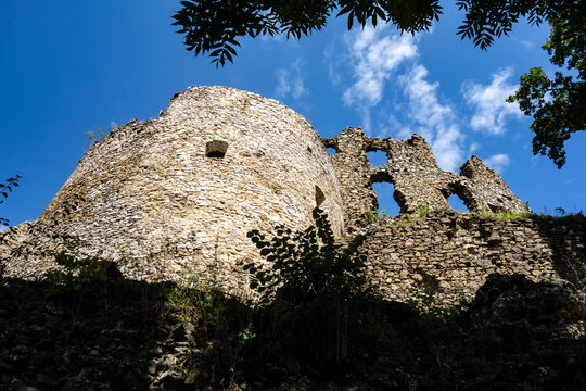 Jasenov Castle Slovakia near the town of Humenné. View of objekts and ruins that are being reconstructed for a tourist attraction with beautiful surroundings and nature