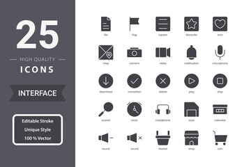 Interface icon pack for your website design, logo, app, UI. Interface icon glyph design.