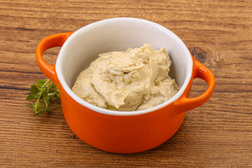 Vegan food - hummus with olive oil
