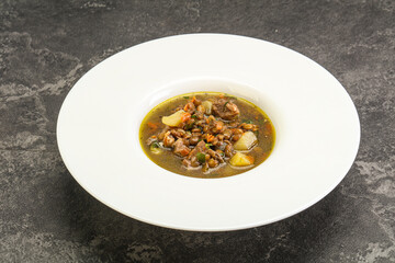 Lentil soup with chicken and vegetables