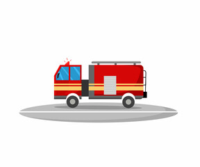 A fire truck in a cartoon style. Vector illustration.