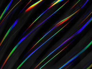 Colorful glowing waves on black background, rainbow colors in spiralshape