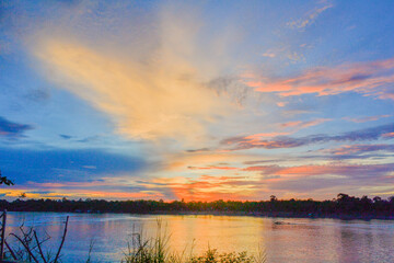 Fototapeta na wymiar sunrise over the beautiful river