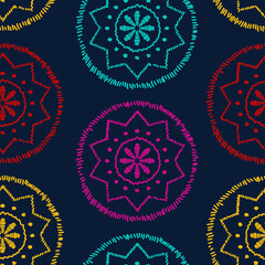 Vector. Perforated color patterns, hand-drawn Papel Picado pattern. Hispanic Heritage Month. Polygonal pattern for web banner, poster, cover, splash, social network. Line sketch. Color.