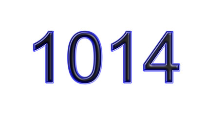 blue 1014 number 3d effect white background