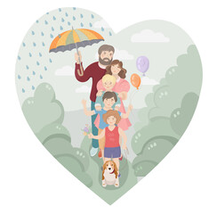 big happy traditional family with children and a dog vector image